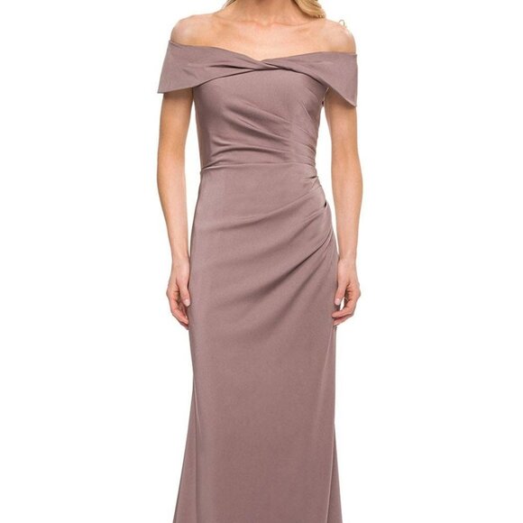 NWT La Femme 30397SC Jersey Prom Dress Brown Size 6 - Picture 1 of 15